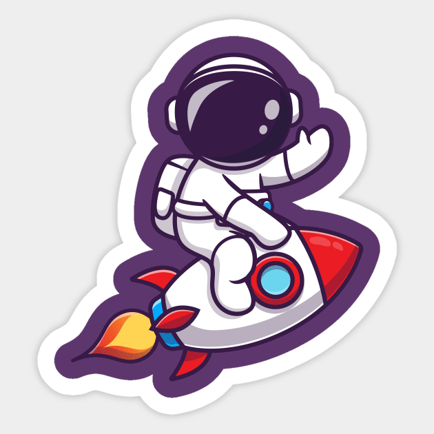 Cute Astronaut on Rocket - Rocket Man Sticker by info@dopositive.co.uk